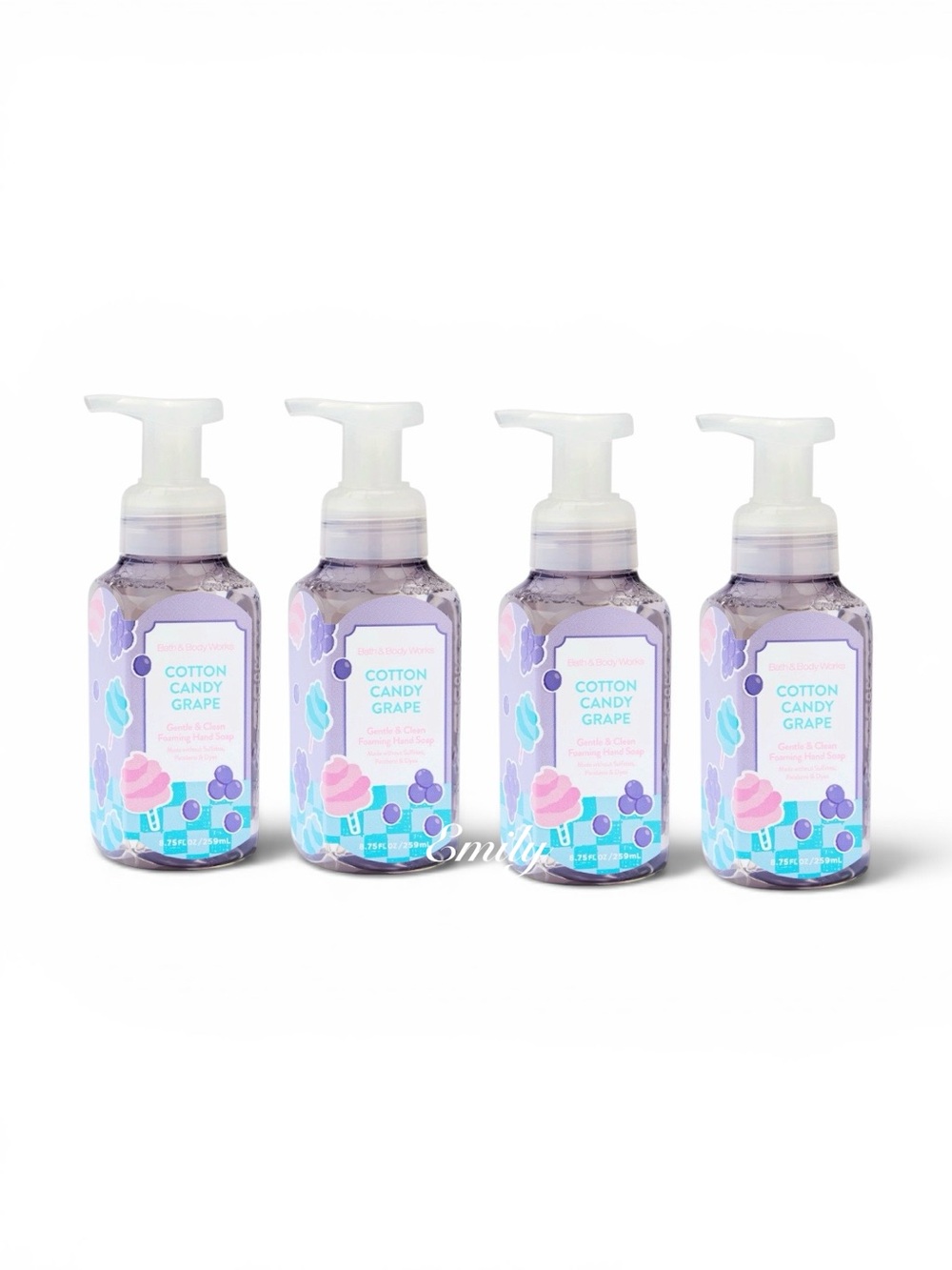 4X Bath & Body Works COTTON CANDY GRAPE foam Hand soap Bundle